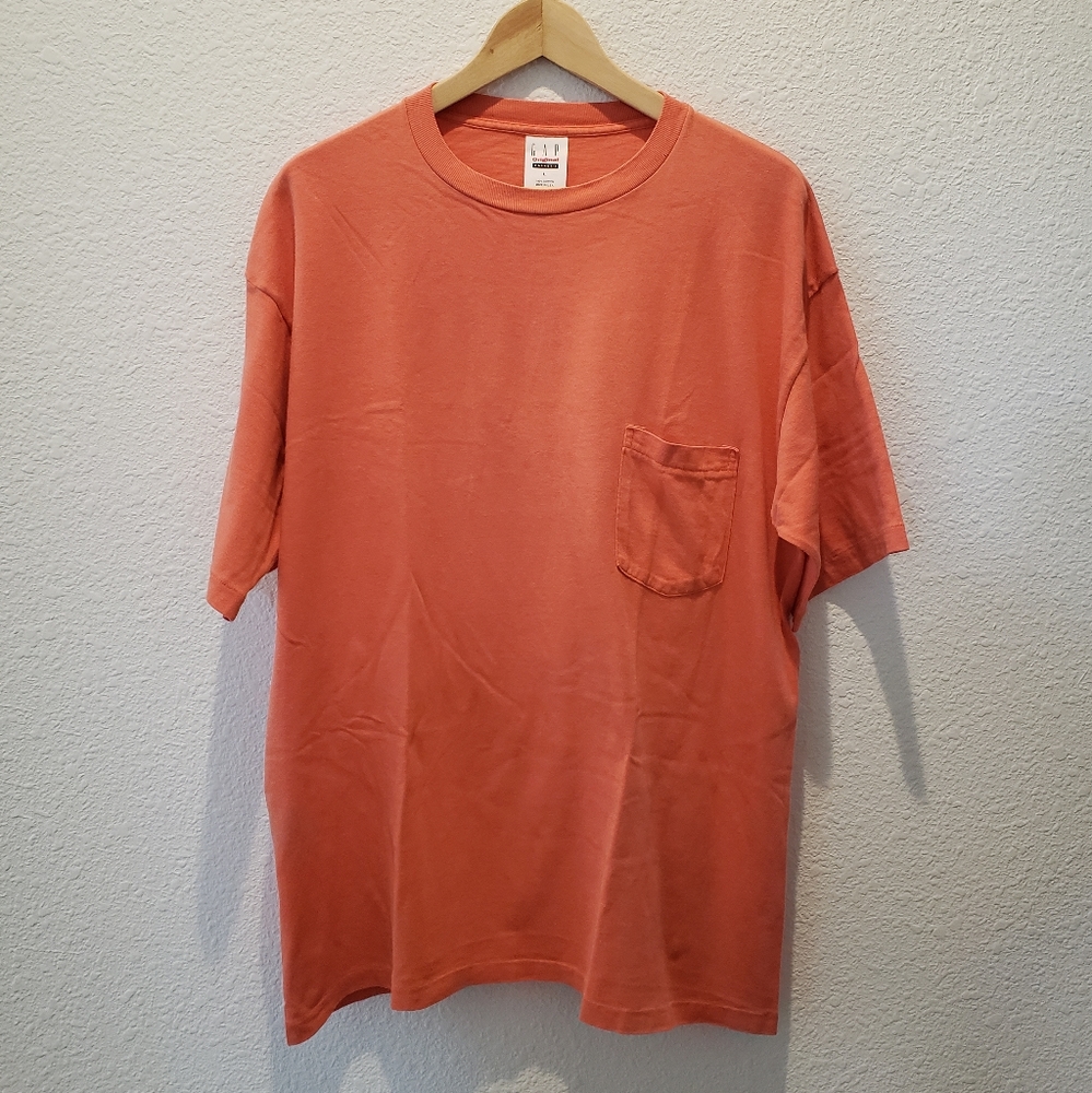Vintage 1990s Gap Pocket T-Shirt Mens Sz XL Short Sleeve Peach